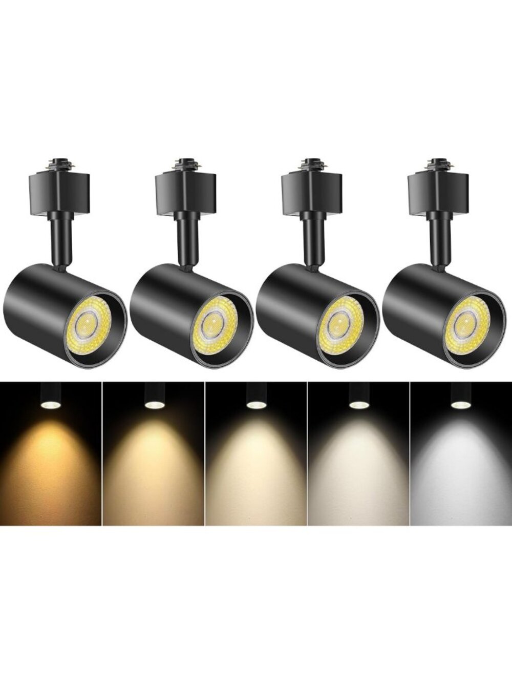 Dimmable 5-Color LED Track Lighting Heads, Adjustable Brightness, Flicker-Free